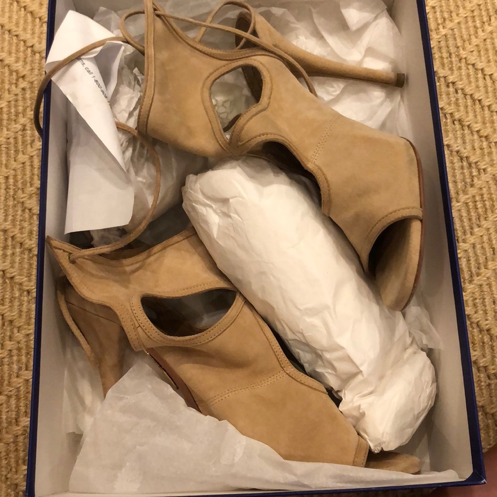 NEW AQUAZZURA Firenze Sexy Thing 105SuedeNudeHeels - Picture 3 of 4